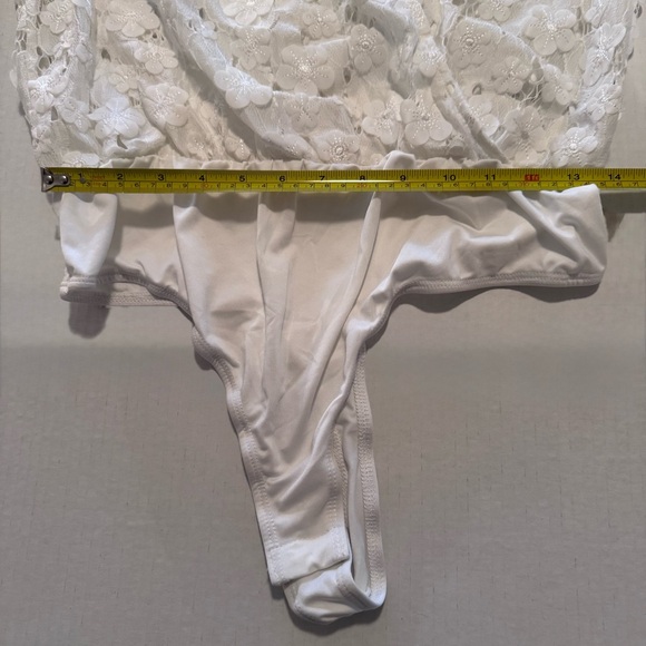 Lulus White Lace Faux Wrap Bodysuit - Beautiful - Picture 13 of 14